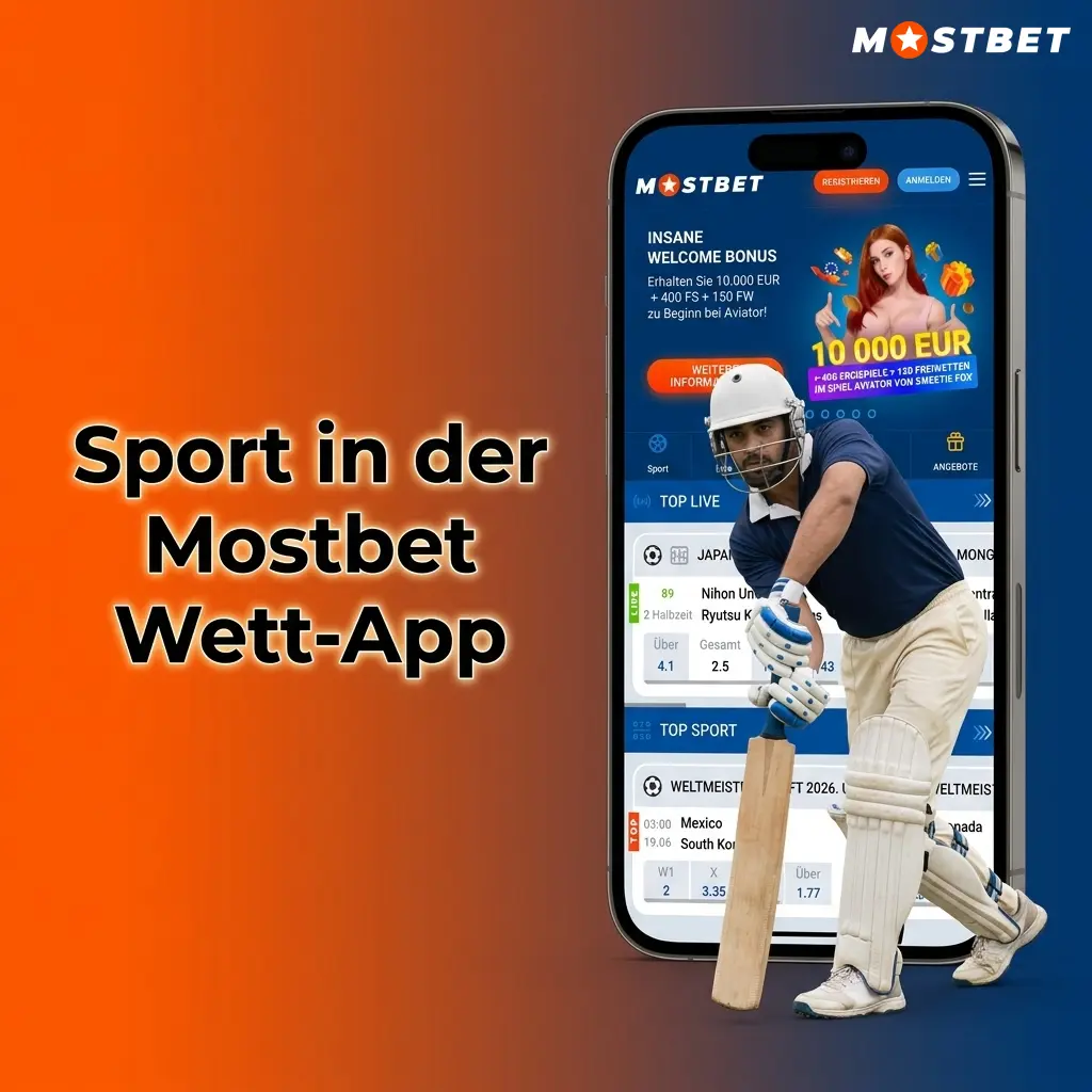 Mostbet Wett-App mit Sportwetten auf Fußball, Tennis, Basketball, Eishockey und E-Sport in EUR