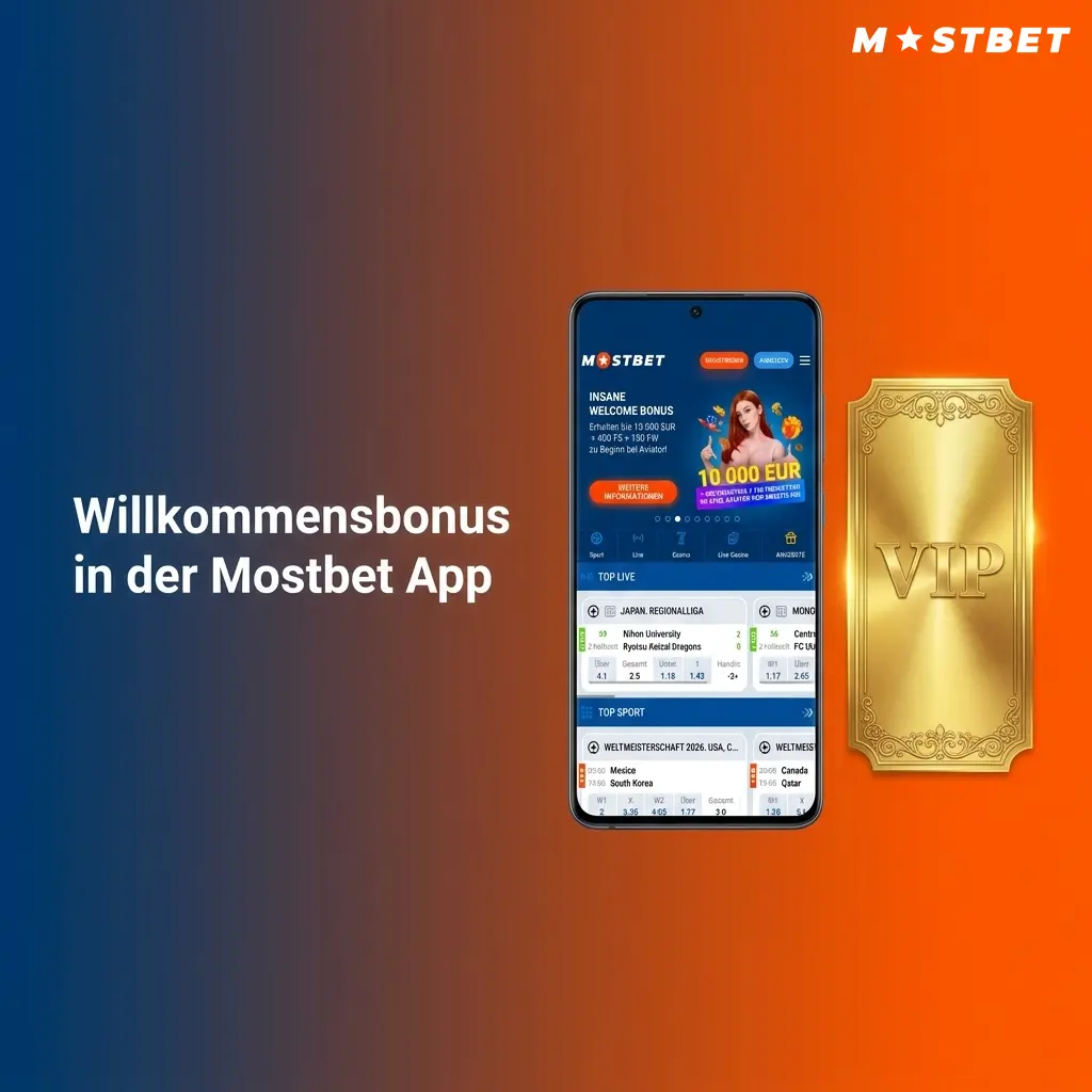 Mostbet App Willkommensbonus: 125% bis 400 EUR für Casino oder Sportwetten in Deutschland